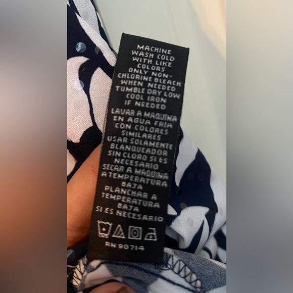 MSK Navy & White Floral spring Dress Sleeveless Ruffle Hem Size Large NWT - Picture 11 of 11